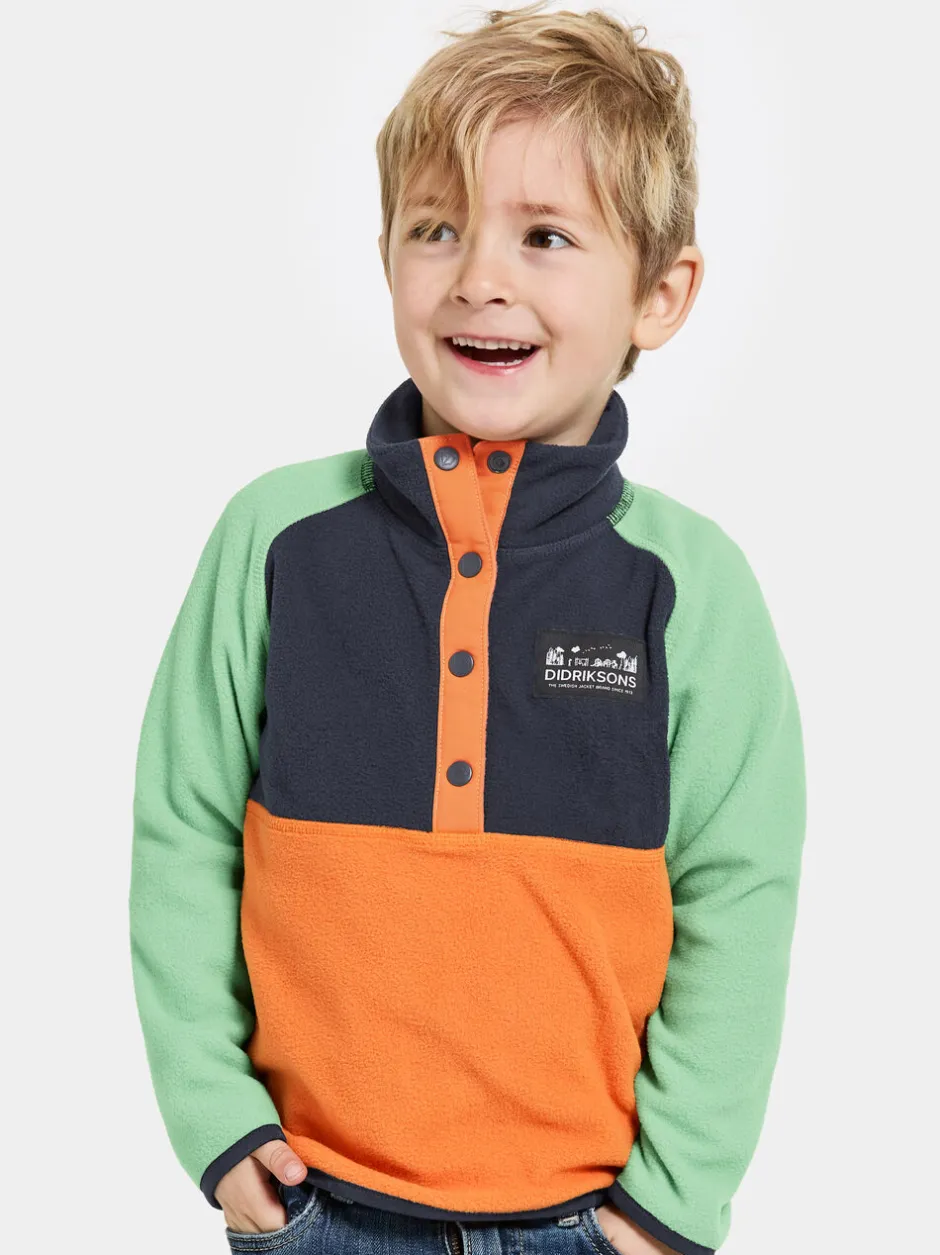 Didriksons Monte Kids' Half Button- Fleecepaidat & Välikerrokset|Fleecetakit & Fleecepaidat